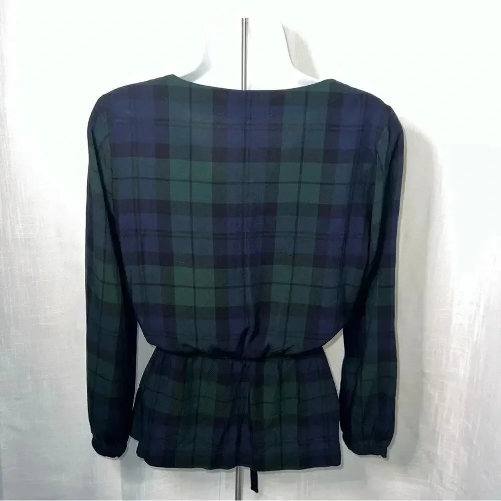J. Crew Mercantile Plaid Wrap Blouse